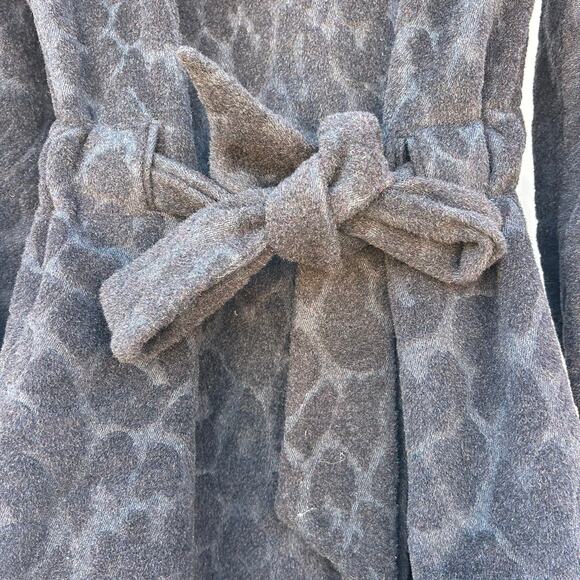 Rebecca Taylor Wool Angora Leopard Velvet Belted Coat Black 6 Puffy Voluminous - Picture 7 of 12